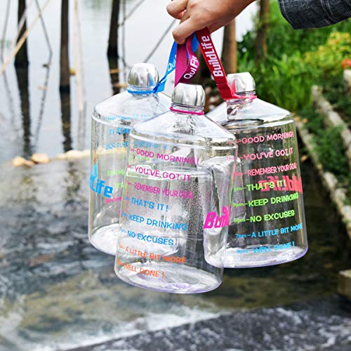 image for BuildLife 1 Gallon Water Bottle Motivational Fitness Workout with Time