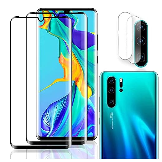 QDADZD FQDDZ [2+2 Pack] Verre Trempé Film Protection + Caméra Arrière Protecteur pour Huawei P30 Pro, 3D Couverture Complète, Anti Rayures, sans Bulles, Vitre Ecran (HUAWEI__P30Pro)