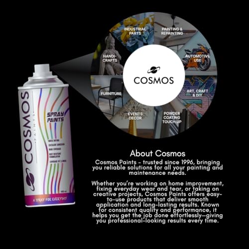 Image of Cosmos Paints 25 Medium Yellow, Solid Colours Spray Paint, Gloss Finish (400 Ml) | Quick Dry & No-Drip Wide Spray Cap System For Cars, Bikes & Metal, Wood, Plastic, Diy, Home Decor, Art & Craft