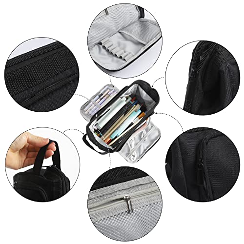 Eoout Big Capacity Pencil Case Pencil Pouch Pen Bag Large Organized Pen Case Office Supplies Stationery Pencil Box Makeup Bag For College Middle School Travel (Black) #TOP3
