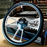 14' Billet Muscle Steering Wheel with Black Vinyl Wrap for Compatible with Chevy Car/Truck 69-94