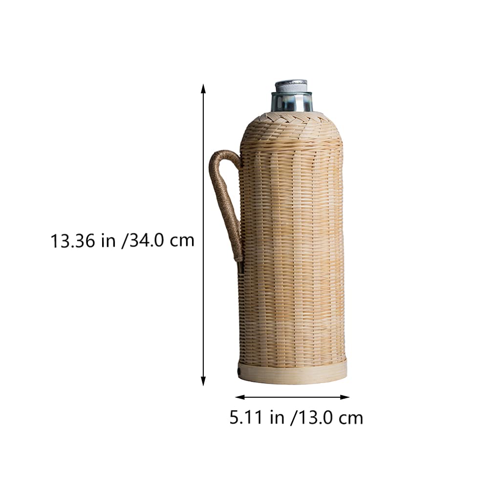 DOITOOL Stainless Steel Water Bottle Thermal Kettle Coffee Dispenser Traditional Chinese Style Hand Woven Rattan Water Thermal Bottle Insulated Water Bottle Insulated Water Bottles