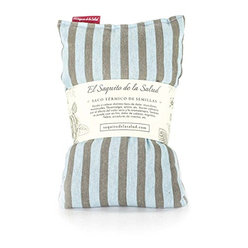 Saco Térmico de Semillas Aroma Lavanda, Azahar o Romero Tejido Azul con Rayas (Lavanda, 50 cm)