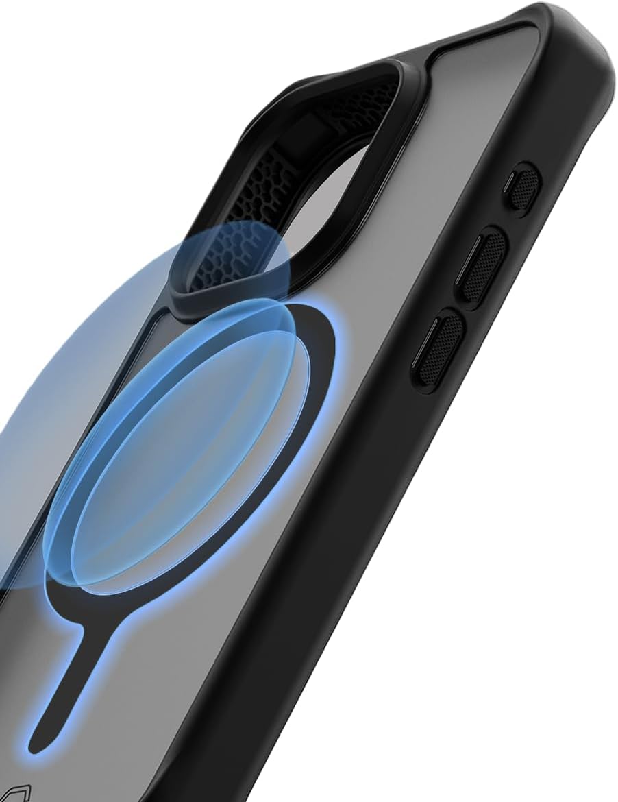 ITSKINS Hybrid R // Frost - High-Impact Hybrid Matte Case for iPhone 15 Pro Max, Compatible with MagSafe, Protective Military Shockproof Cover, Slim Phone Case - Black