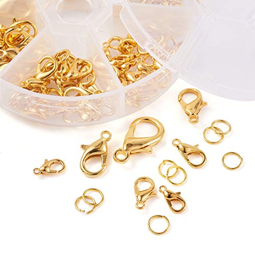 Pandahall 1 Set Jewelry Making Kit With Zinc Alloy Lobster Claw Clasps And Open Jump Rings For Bracelet Necklace Jewelry Making (Golden) #TOP2
