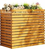 Aire acondicionado al aire libre, 4 paneles de valla y cubierta de radiador, soporte para plantas de jardín, color blanco, 85 x 35 x 80 cm, solución funcional elegante para terraza y césped