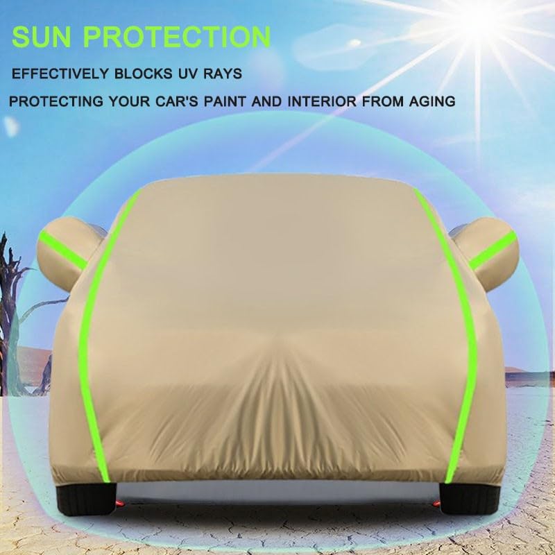 TELO COPRIAUTO FELPATO COMPATIBILE CON CITROEN C3 Picasso BlueHDi 100 Live Edition COPERTURA ANTIGRANDINE CON STRISCE CATARIFRANGENTI-FLUO TG.M 432X185X120CM TELO PER AUTO IMPERMEABILE