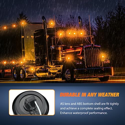 Nilight 2Inch Round Marker Light 2PCS Amber 9LED Clearance Lights Flush Mount with Plug Grommet Pigtail Hardwired for 12V Truck Trailer Tractor Buses Vans Boat by Nilight - Image 8