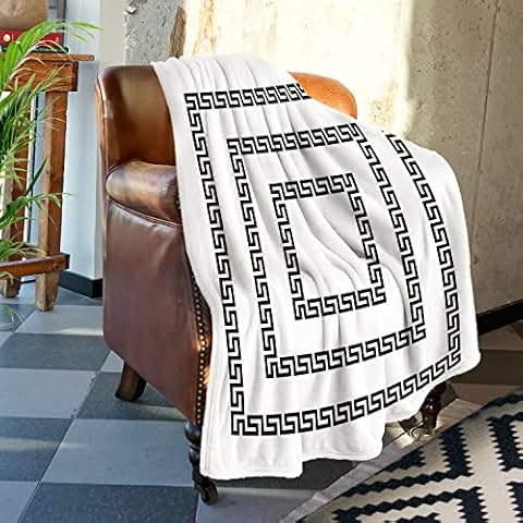 Batmerry Greek Key Throw Blanket for Couch Sofa Bed,Set of Meander Borders Square National Antique Super Soft Warm Fuzzy Plush Blankets Decor Lightweight Cozy Travel Camping Blanket 60 x 80 IN Cover