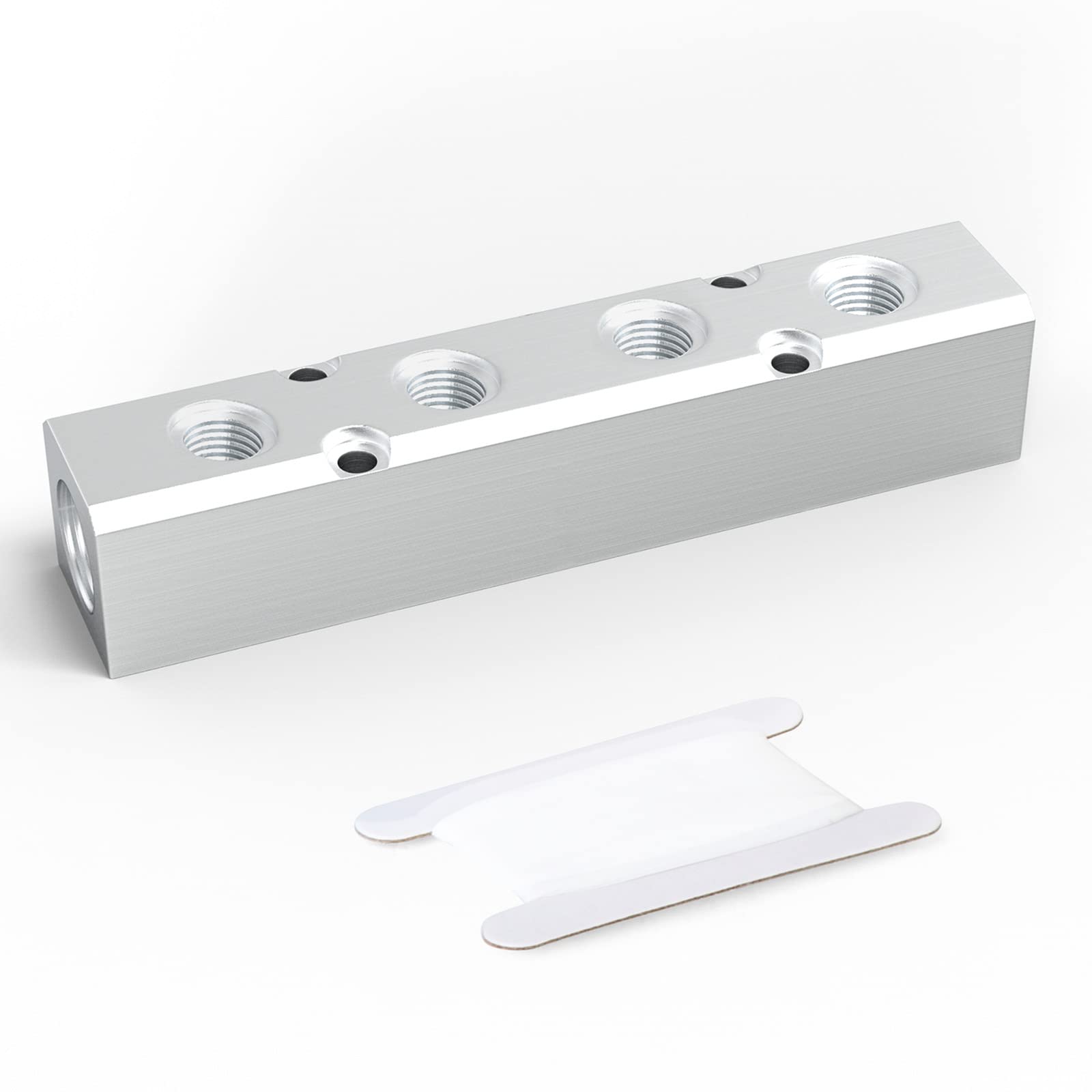 GASHER Aluminum Air Manifold 4 Way 6 Port Pneumatic Air Compressor Manifold Block Splitter 1/4" Output Port 1/2" Supply Port 1PC