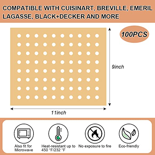 BYKITCHEN Air Fryer Oven Liner, 9x11 Inch, Unbleached Rectangle Air Fryer Parchment Paper, Compatible with Cuisinart, Breville, Emeril Lagasse and More, Airfryer Toaster Oven Accessories(Set of 100)