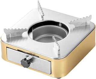 Alcohol Stove, Stainless Steel Backpacking Stove One Piece Design Drawer Structure Spirit Burner for Home Outdoor Picnic Camping (rich gold)
