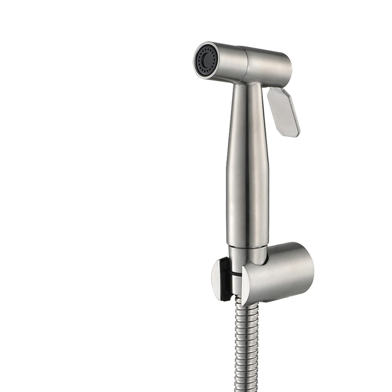 Rociador De Mano for Inodoro Rociador De Pañales De Tela for Bebés De Latón Cabezal De Rociador De Inodoro Portátil De Mano Con Manguera Y Soporte, for Lavado Femenino, Fácil De Instalar,Black(Brushed