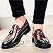 Men's Vintage Leather Wingtip Tassel Brogue Slip-On Dress Loafers Fashion Low-Top Breathable Smoking Formal Shoes Comfort Non-Slip Business Wedding Party Shoes (Red,8.5)