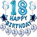 Haosell Set di 18 decorazioni per compleanno per bambini blu, 18 anni, decorazione per il compleanno dei bambini blu, decorazione per 18 anni, per ragazzi Happy Birthday,