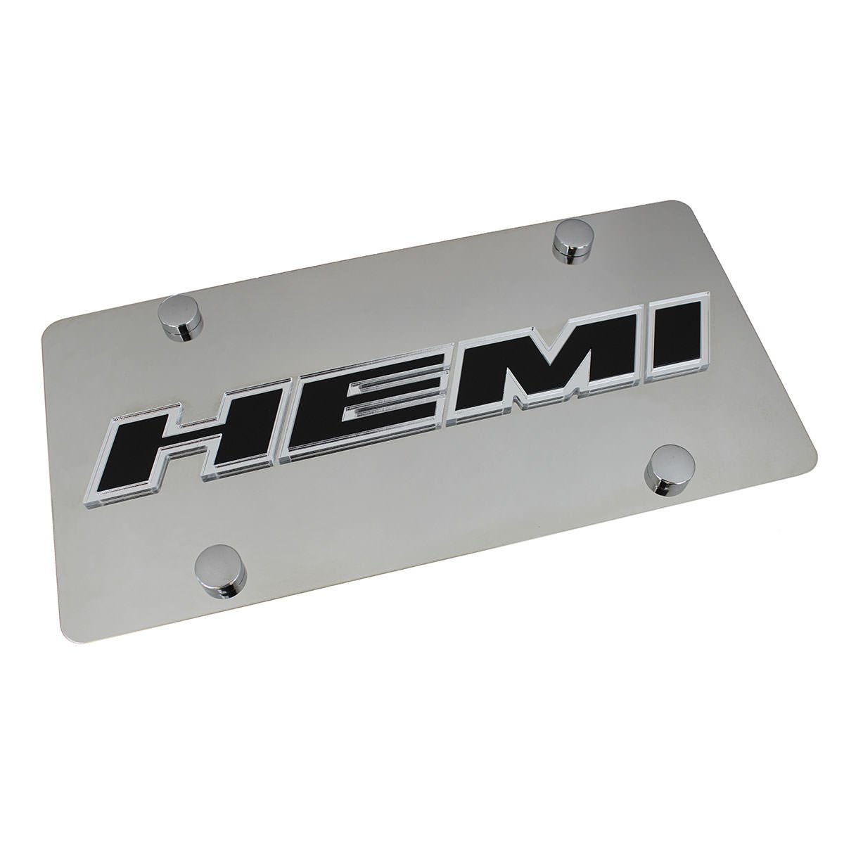 Hemi (2011+) Name Badge On Polished Stainless Steel License Plate