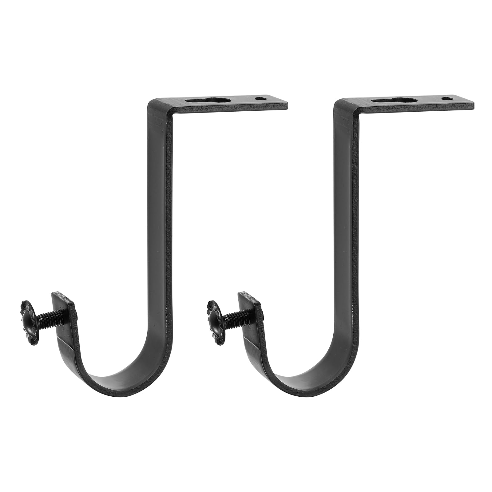 uxcell 2Pcs Ceiling Mount Curtain Rod Brackets, Metal Drapery Holder for 1 Inch Rod, Hanging Brackets for Living Room Bedroom, Black