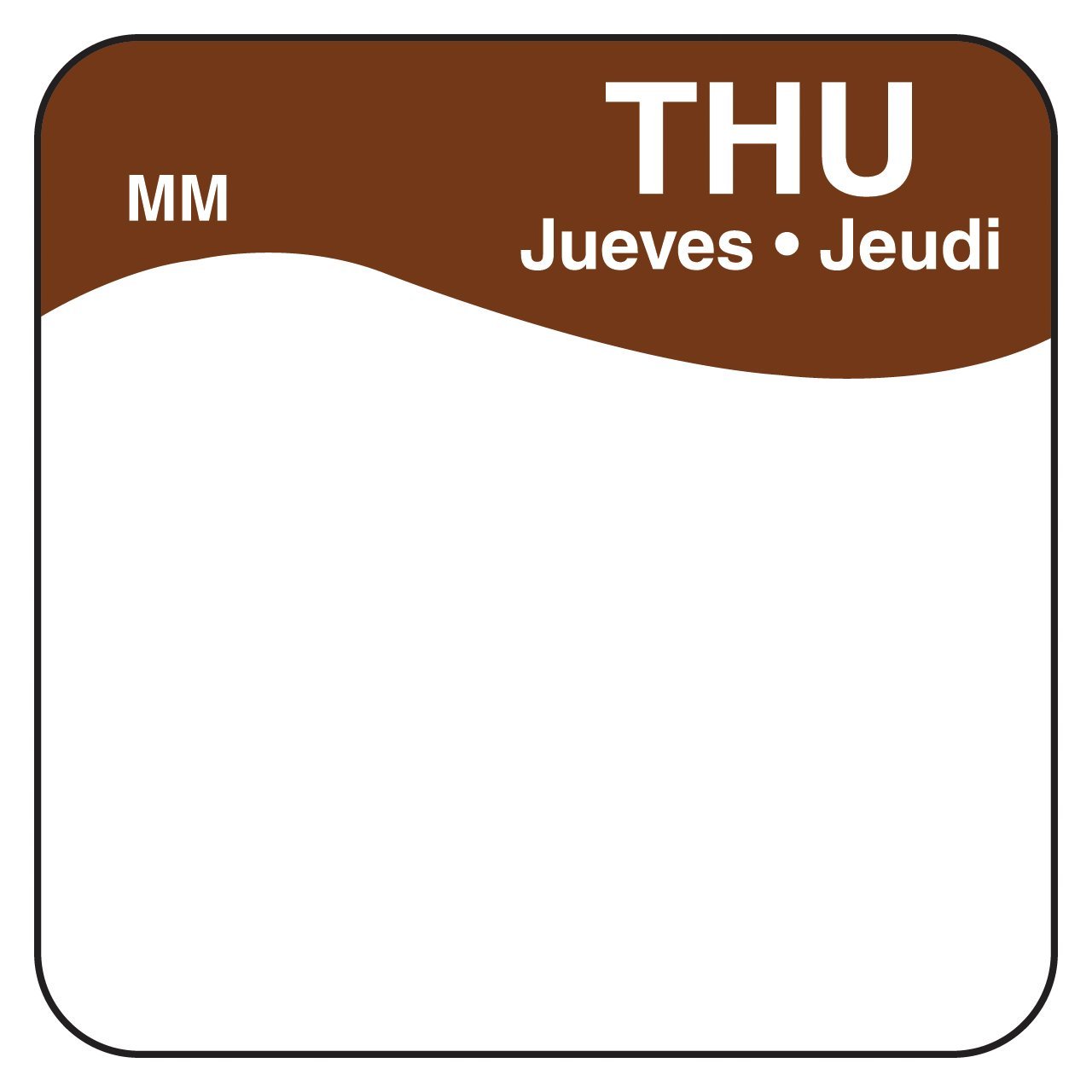 DayMark MoveMark Day of The Week Trilingual Removable Label, Thursday, 1" x 1", Brown (Roll of 1000)