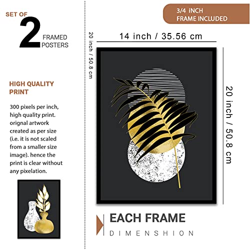 Image of NoWorries Black & Gold Art Wall paintings for Home decoration (13x19inches) (Minimal Art) Set of 2 Frames for wall decor - Big frames (Art-5)
