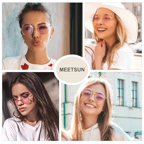 Image of MEETSUN Small Round Polarized Sunglasses for Men Women Metal Retro Hippie Circle Sun Glasses Driving Festival Cosplay UV400