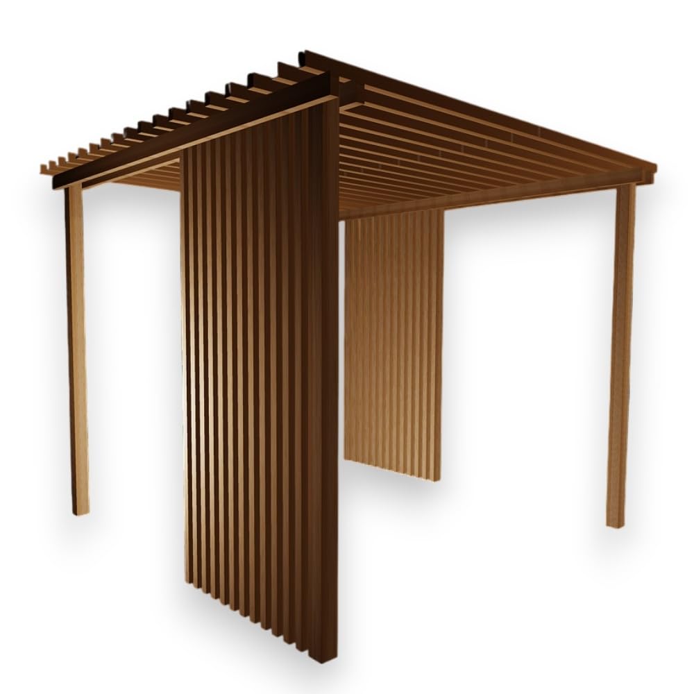 Sunwood Pergola Wyspa Deluxe z drewna sosnowego Bilama z wbudowaną frędzlą, wolnostojąca rama do ogrodu i tarasu (300 x 300 cm)
