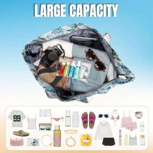 Large Beach Bag Waterproof Sandproof Beach Bags for Women Pool Tote Bags with Zipper Summer Swim Bag Foldable3