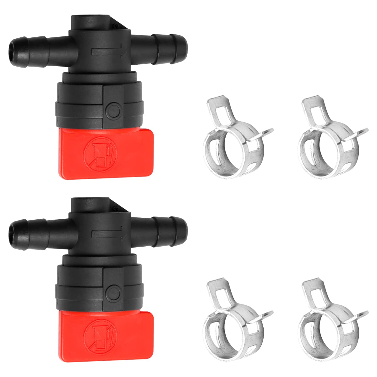 Lotsdonxia Black 2Pcs Inline Fuel Shut Off Valve With Clamps Universal For Lawn Mowers, Tractors, Snow Blowe