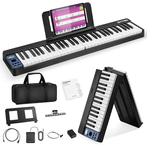 EYTSE Clavier de piano pliable à 61 touches, piano numérique semi-lesté, clavier de piano portable, sans fil et MIDI, clavier électronique pliable pour débutants, enfants, adultes (noir) - Les Beatles, Paul McCartney, John Lennon, RIngo Starr, George Harrison EYTSE Clavier de piano pliable à 61 touches, piano numérique semi-lesté, clavier de piano portable, sans fil et MIDI, clavier électronique pliable pour débutants, enfants, adultes (noir)