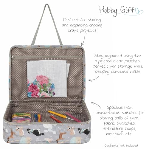 Image of Hobby Gift Project Case Sewing and Yarn Storage Bag with Internal Pockets Handles and Organiser Inserts for Knitting Crochet Craft Classes and Travel