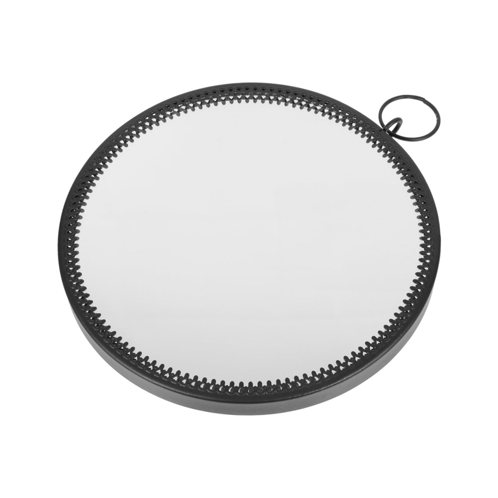 Miroir mural rond suspendu Baluue en fer et verre noir pour chambre