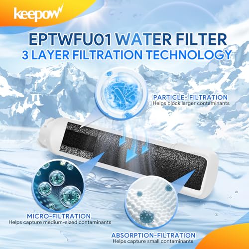 KEEPOW Refrigerator Water Filter Compatible with Frigidaire EPTWFU01, Pure Source Ultra II, Air Filter Fits Paultra2 Pure Air II ultra 2, 2+2 Pack - Thumbnail 4