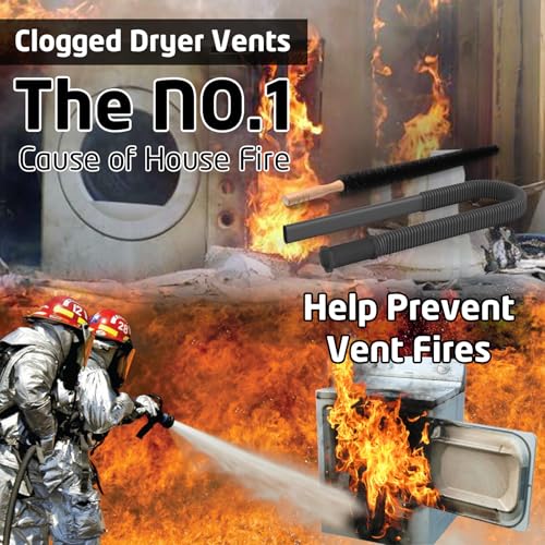Image of PetOde 2 Pieces Dryer Vent Cleaner Kit Compatible with Most Vacuum Cleaner, Dryer Lint Brush and Vacuum Hose Attachment, Quickly Lint Remover, Black