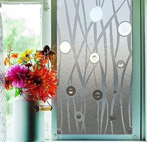 Image of SUNBIRD Window Film Privacy Colorful Window Sticker, Decorative Window Vinyl, Adhesive Home UV Blocking, Heat Insulation Static Cling for Bathroom Office (24 X 60 INCHES, Vine BEL Frosted)