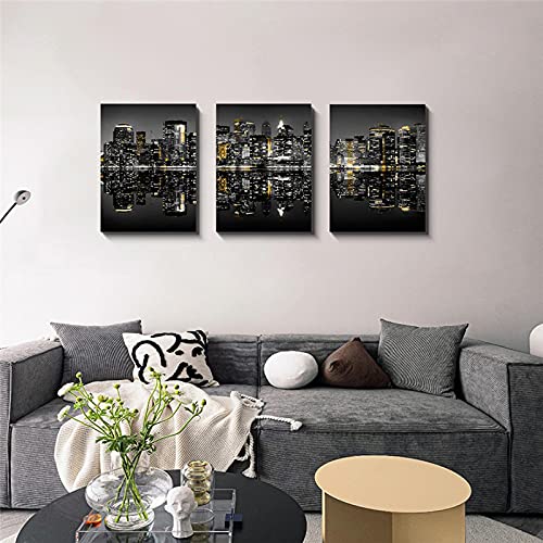 Gebouw schilderij ingelijste wooncultuur - glinsterende New York Cityscape poster en prints muurkunst schilderij klaar… - Image 5