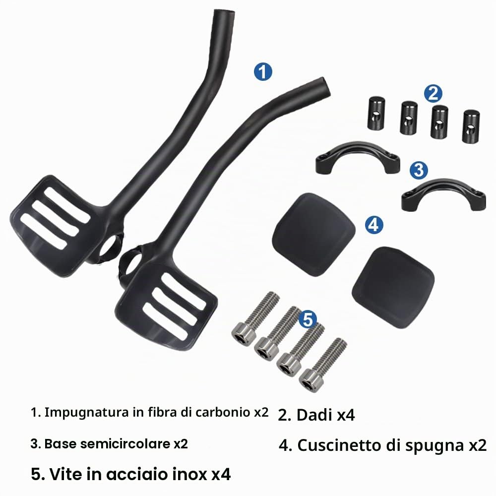 RXL SL manubrio bici corsa aero estensione manubrio bici extender manubrio bici appendici manubrio triathlon manubrio specialized aero manubrio aero carbonio tt manubrio 50 gradi | TT Aero Bars - Attacco manubrio per bici da corsa, angolo 50°, 360 mm