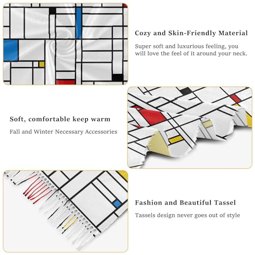 Fustylead Retro Floral Vintage Daisy Flowers Winter Imitation Cashmere Feel Scarf Shawl Wraps Soft Warm Gift for Men Women2