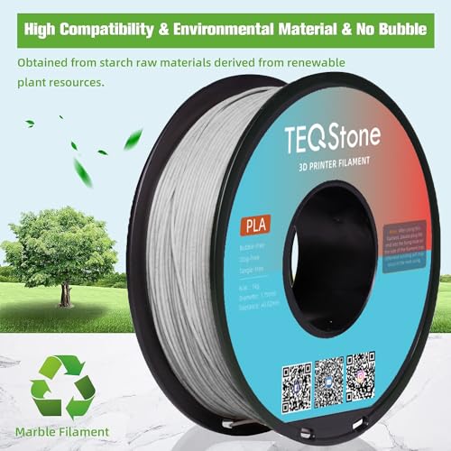 Image of PLA Filament 1.75mm Marble Grey, Stone-Like Texture, Consistent Diameter + /- 0.03mm, Vacuum Packaging 3D Printer Filament 1KG Spool
