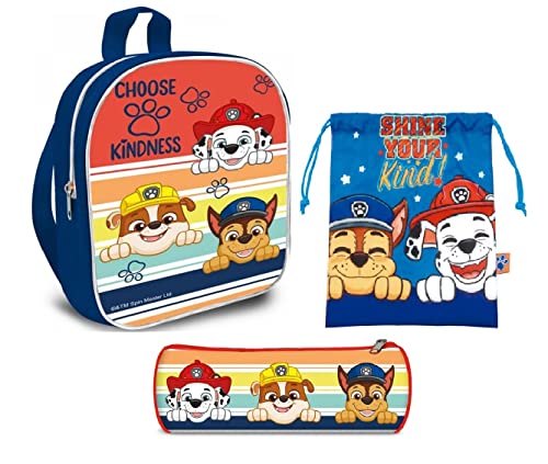 RSL Sac à dos pour enfants 3D, trousse scolaire et sac collation à cordes | Sacs à dos scolaires pour filles et garçons | Matériel scolaire Retour au Cole., Pat’ Patrouille, M Cover