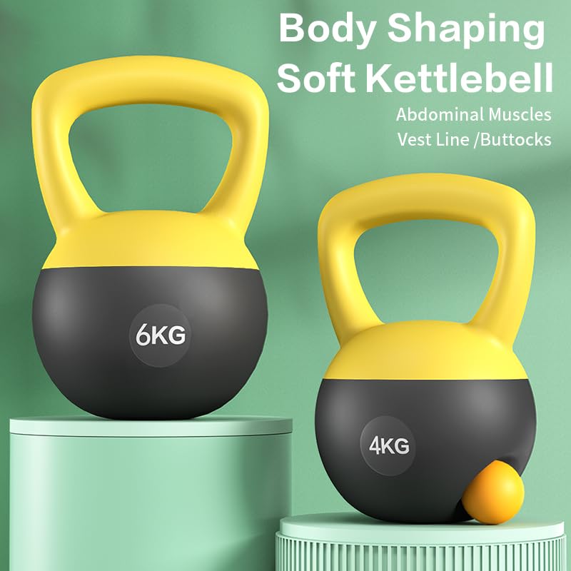 Soft Kettlebell 5lb 10lb 20lb, Strength Training Kettlebells for Womens, Kettle Bell with Iron Sand Filled, Non-Slip Handle Weights for Home Gym Workout (17.6, Pounds)