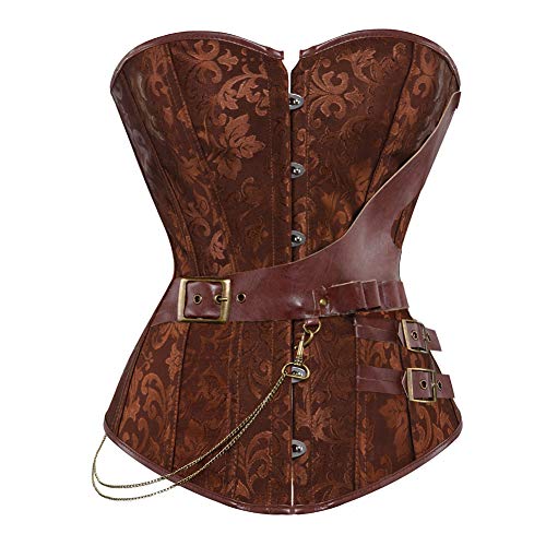 LFFW Corset Steampunk Retro Acero Deshuesado corsés Bustiers (EU(36-38) L, Brown)