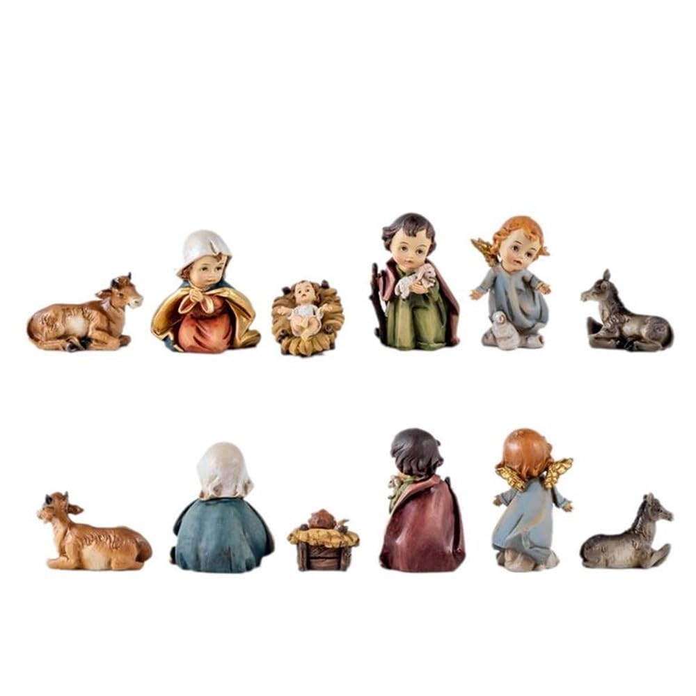 Nacimiento Misterio Navidad Belén Infantil 11 Piezas 7 cm. Figura Resina Virgen María Niño Jesús
