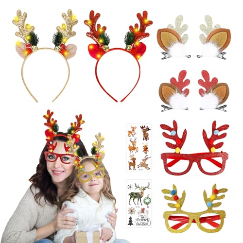 TZQFROCE 8 Stück Geweih Haarreif Weihnachts Stirnband Rentier Geweih...
