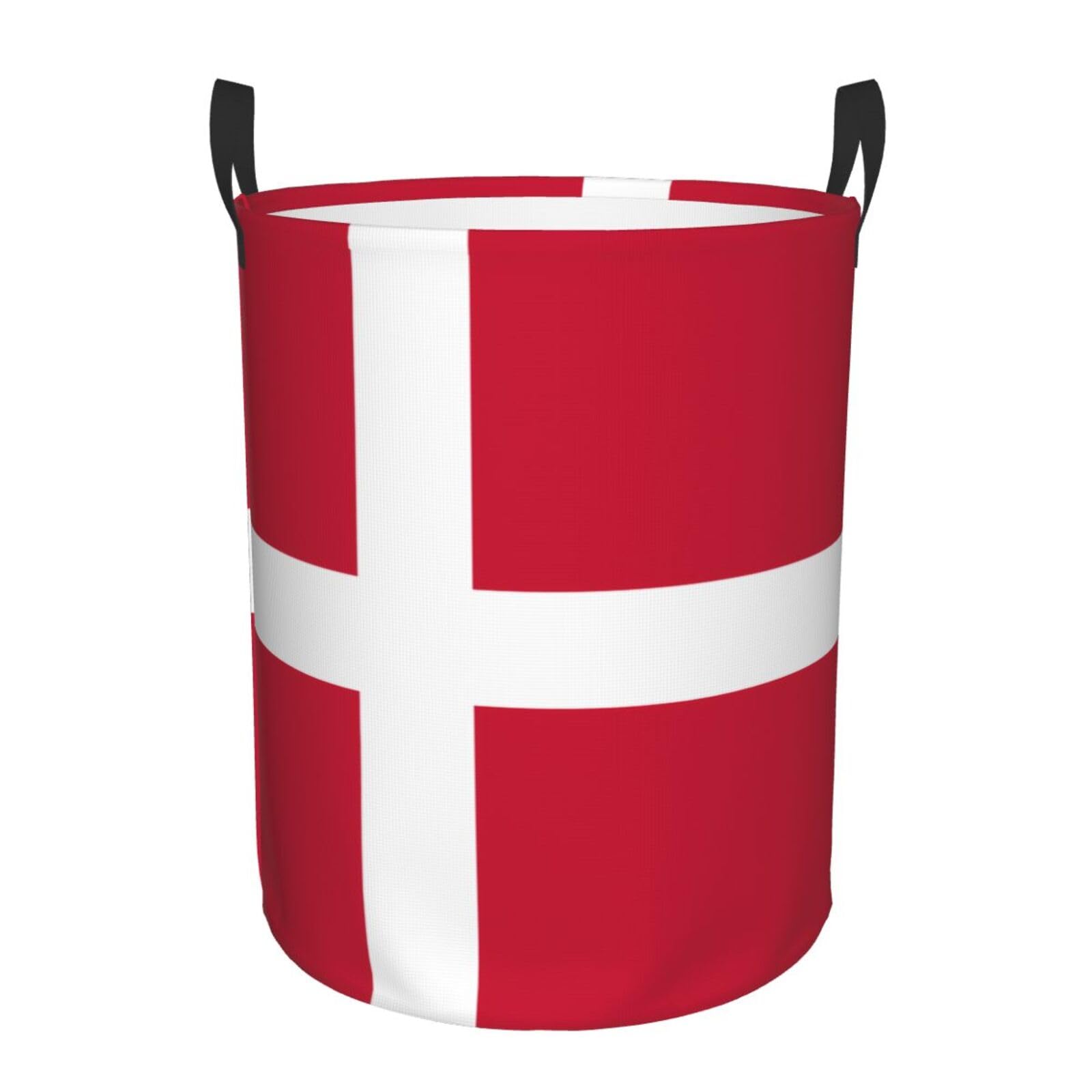 M Collapsible Danish flag Print Circular Hamper Round