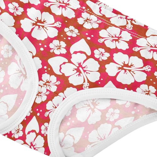 Little Girls' Soft Cotton Underwear Kids Breathable Comfort Hibiscus Red Panties Briefs Toddler4