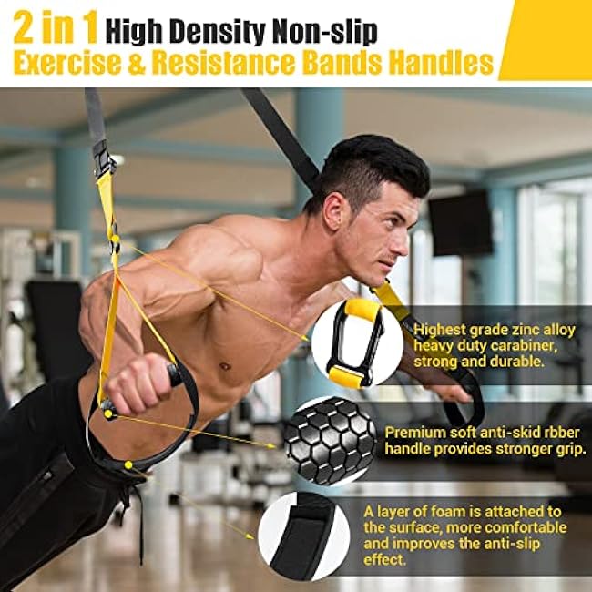 Home Resistance Training Kit, Resistance Trainer Exercise Straps with Handles, Door Anchor and Carrying Bag for Home Gym, Bodyweight Resistance Workout Straps for Indoor & Outdoor