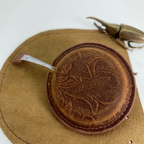 Gyghaoho Retro Leather Retractable Measuring Tape Sewing Measure 1.5M/59" Dual Sided Leather Tape Measure For Body Cloth Tailors Medical Measurements Round Small Tape #TOP4