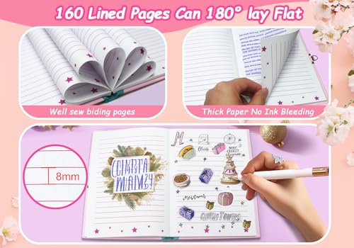 GINMLYDA Secret Diary for Girls with Lock, 7 x 5.25 Inches 160 Pages Girls Gifts Diary with Lock Doughnut Girls Journal Kids Notebook for Girls Birthday Presents 6-10 Years Old - Image 3