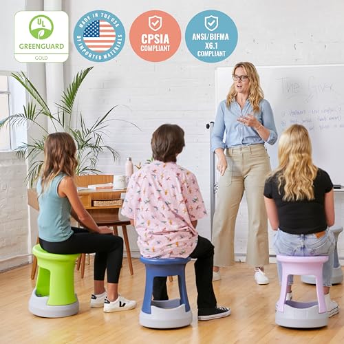 Image of ECR4Kids Active Storage Wobble Stool, 18in Seat Height, Childrens Furniture, Navy /Light Grey