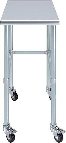 Miniatura 8 de AmGood Mesa de trabajo de acero inoxidable, base abierta y ruedas, estación de trabajo, banco de trabajo de metal (base abierta de mesa de trabajo