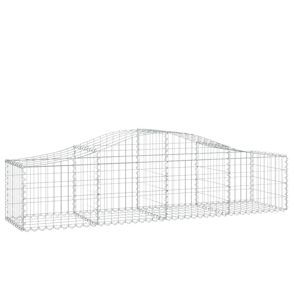 Gaviones con arco alto, 11 unidades, 200 x 50 x 40/60 cm, hierro galvanizado, para barreras de jardín y protección visual, como pared decorativa insonorizada de alambre robusto